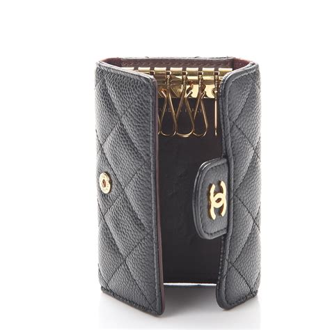 chanel caviar quilted 6 key holder black|Chanel Classic Caviar 6 Key Holder .